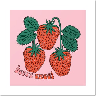 Berry sweet cute strawberries fruit Posters and Art